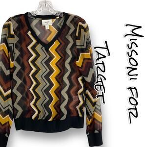 Missoni for Target Zig Zag Sheer Top Earth Tones Blouse Womens Size XS